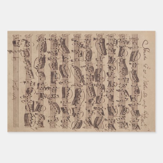 Antiek blad Music Bach Manuscript Inpakpapier Vel (Voorkant 2)