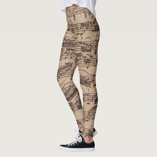 Antiek blad Music Bach Manuscript Leggings (Links)
