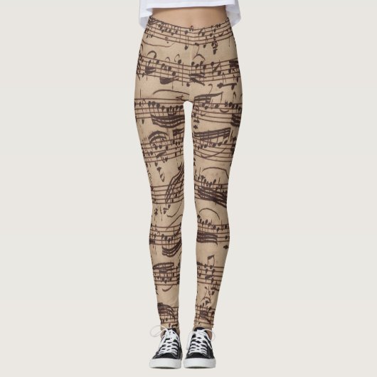 Antiek blad Music Bach Manuscript Leggings (Voorkant)