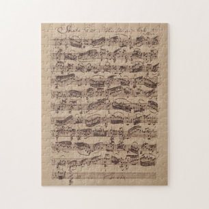 Antiek blad Music Bach Manuscript Legpuzzel