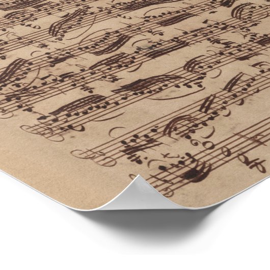 Antiek blad Music Bach Manuscript Poster (Hoek)