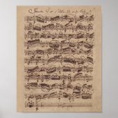 Antiek blad Music Bach Manuscript Poster (Voorkant)