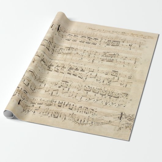 Antiek blad Music Chopin Manuscript Cadeaupapier (Uitgerold)