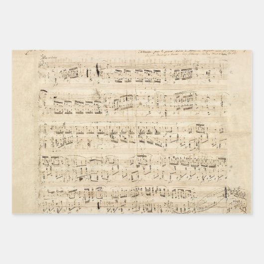 Antiek blad Music Chopin Manuscript Inpakpapier Vel (Voorkant)