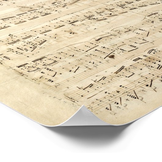 Antiek blad Music Chopin Manuscript Poster (Hoek)