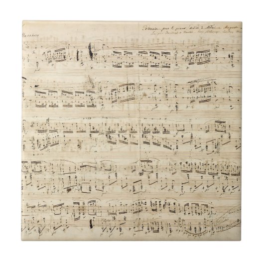 Antiek blad Music Chopin Manuscript Tegeltje (Voorkant)