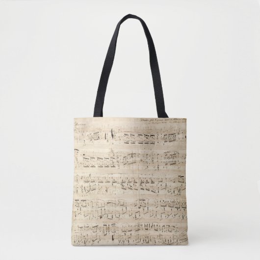 Antiek blad Music Chopin Manuscript Tote Bag (Voorkant)