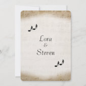 Antiek blad Music Theme Wedding Invitation Kaart (Achterkant)