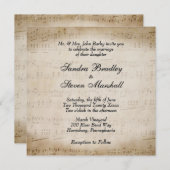 Antiek blad Music Theme Wedding Invitation Kaart (Voorkant / Achterkant)