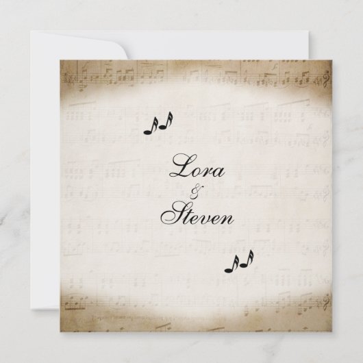 Antiek blad Music Theme Wedding Invitation Kaart (Achterkant)