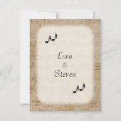 Antiek blad Music Theme Wedding Invitation Kaart (Achterkant)