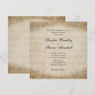 Antiek blad Music Theme Wedding Invitation Kaart