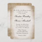 Antiek blad Music Theme Wedding Invitation Kaart (Voorkant / Achterkant)