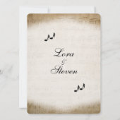 Antiek blad Music Theme Wedding Invitation Kaart (Achterkant)
