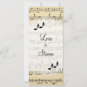 Antiek blad Music Theme Wedding Invitation Kaart (Achterkant)