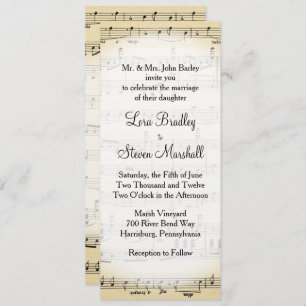 Antiek blad Music Theme Wedding Invitation Kaart