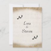 Antiek blad Music Theme Wedding Invitation Kaart (Achterkant)