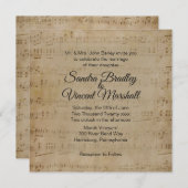 Antiek blad Music Theme Wedding Invitation Kaart (Voorkant / Achterkant)