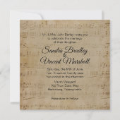 Antiek blad Music Theme Wedding Invitation Kaart (Voorkant)