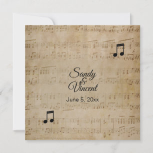 Antiek blad Music Theme Wedding Invitation Kaart