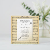 Antiek blad Music Theme Wedding Invitation Kaart (Staand voorkant)