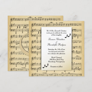 Antiek blad Music Theme Wedding Invitation Kaart