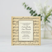 Antiek blad Music Theme Wedding Invitation Kaart (Staand voorkant)