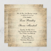 Antiek blad Music Wedding Theme Uitnodiging (Voorkant / Achterkant)