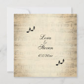 Antiek blad Music Wedding Theme Uitnodiging (Achterkant)