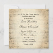 Antiek blad Music Wedding Theme Uitnodiging (Voorkant)