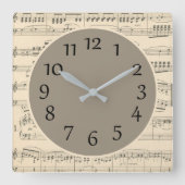 Antiek Blad Muziek wandklok met nummers (Voorkant)