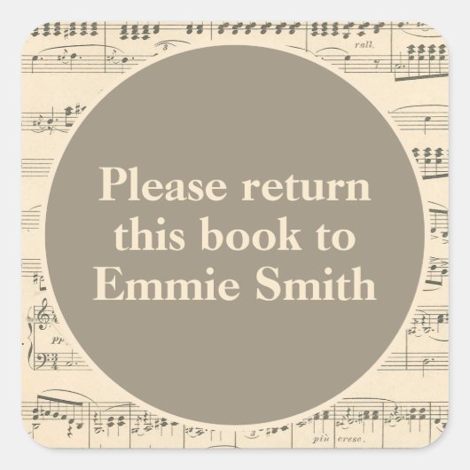 Antiek blad Muziekboekplaatnaam Vierkante Sticker (Voorkant)