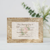 Antiek Bladmuziek Roos Bruiloft RSVP-kaart RSVP Kaartje (Staand voorkant)