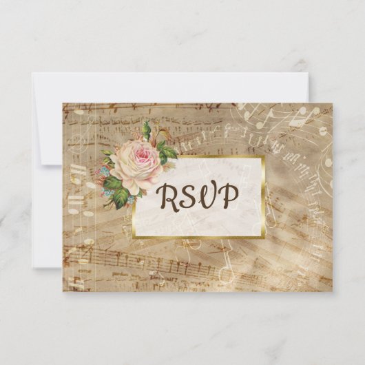 Antiek Bladmuziek Roos Bruiloft RSVP-kaart RSVP Kaartje (Achterkant)
