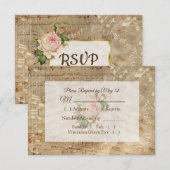 Antiek Bladmuziek Roos Bruiloft RSVP-kaart RSVP Kaartje (Voorkant / Achterkant)