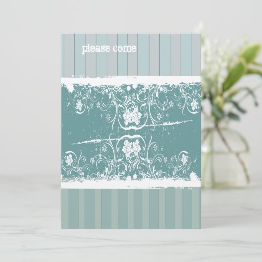 Antiek blauw-bridal Shower-uitnodiging Kaart (Staand voorkant)