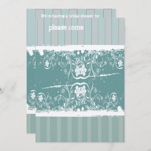 Antiek blauw-bridal Shower-uitnodiging Kaart (Voorkant / Achterkant)