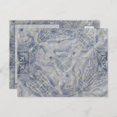 Antiek blauw driesharekonijn briefkaart (Voorkant / Achterkant)