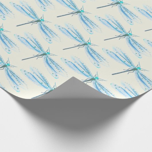 Antiek  blauw-duffpatroonpatroonvaartuig cadeaupapier (Hoek)