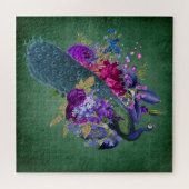  Antiek blauw en Blauwgroen Peacock Groen Legpuzzel (Horizontaal)