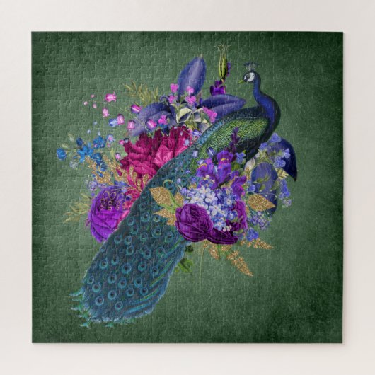  Antiek blauw en Blauwgroen Peacock Groen Legpuzzel (Verticaal)