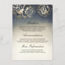 Antiek Blauw en Goud Bruiloft Informatie Gast