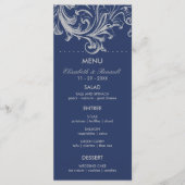 Antiek Blauw en Grijs Bloemen Bruiloft Menu (Voorkant)