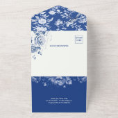 Antiek blauw en wit Chinoiserie bloemenbruiloft All In One Uitnodiging (Buitenkant)