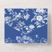 Antiek blauw en wit Chinoiserie bloemenbruiloft All In One Uitnodiging (Achterkant)