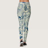 Antiek blauw en wit oosterse bloemenpatroon yoga leggings (Achterkant)