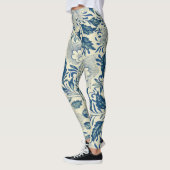 Antiek blauw en wit oosterse bloemenpatroon yoga leggings (Links)