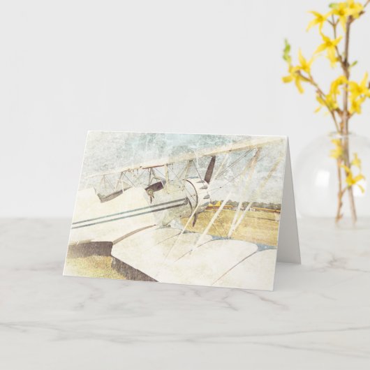 Antiek blauw en wit vliegtuig kaart (Gele Bloem)