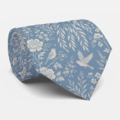 Antiek. Blauw en Wit. Vogel. Stropdas (Opgerold)