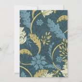 Antiek Blauw Engels Bloemen Huwelijk Kaart (Achterkant)